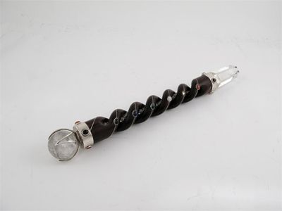 Appraisal: A modern mounted carved rosewood staff or sceptre with an