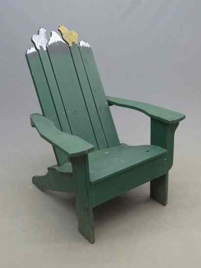 Appraisal: Adirondack chair with alpacas design on back '' Overall Ht