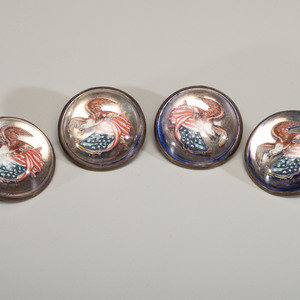 Appraisal: Four Patriotic Glass Bridle Rosettes th Century each set in