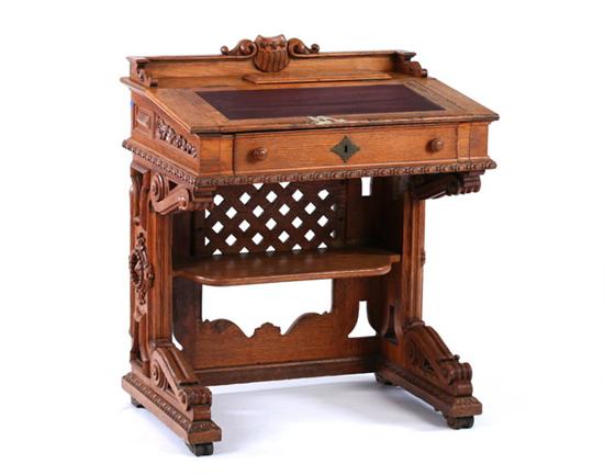 Appraisal: CARVED OAK U S HOUSE OF REPRESENTATIVES SLANT-TOP DESK Circa