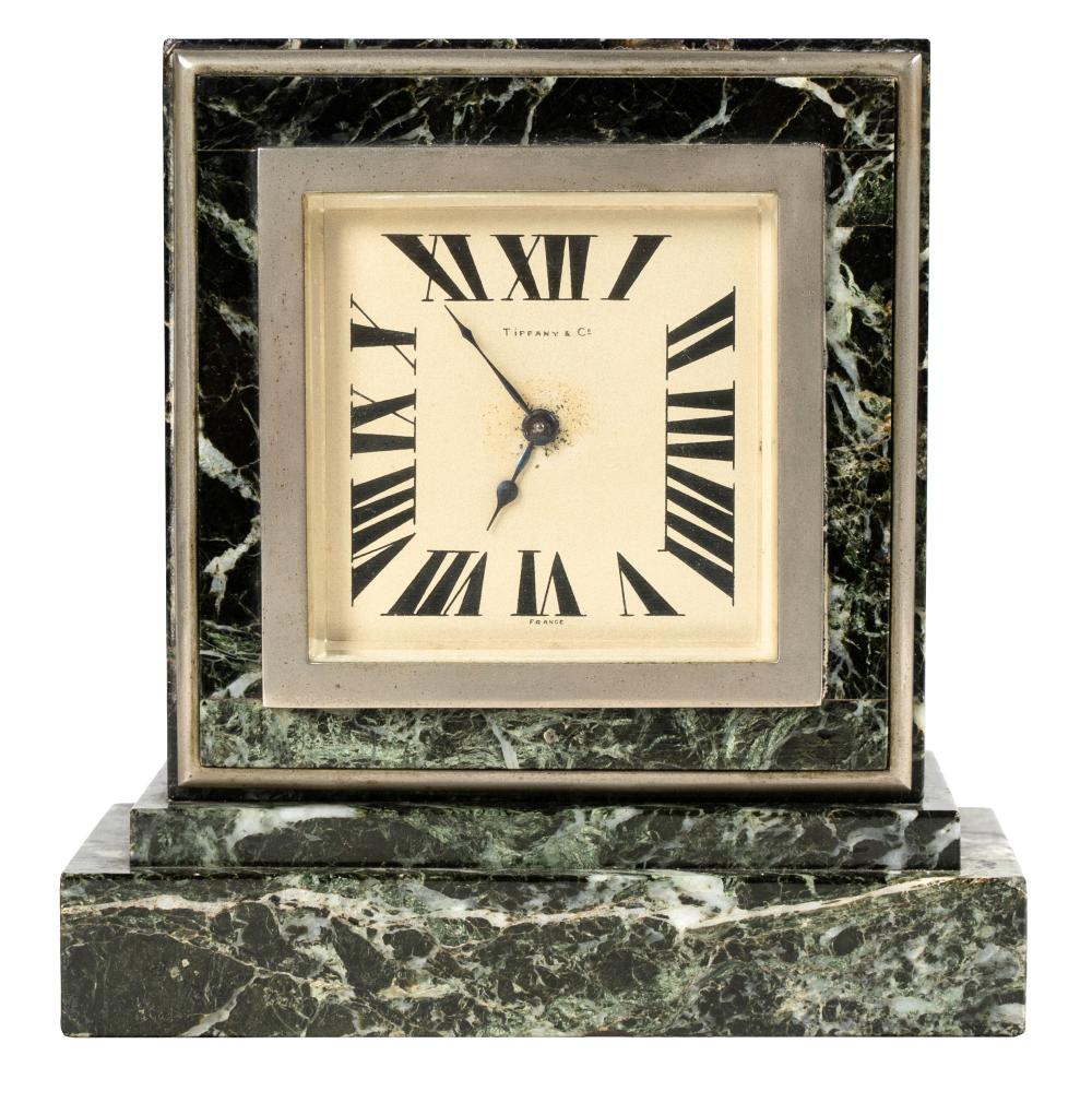 Appraisal: TIFFANY CO ART DECO MARBLE CLOCKsigned to dial with Hour