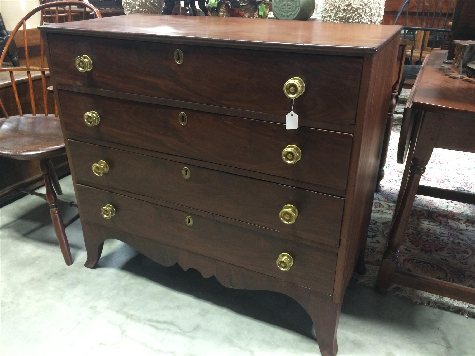 Appraisal: HEPPLEWHITE FOUR-DRAWER CHEST WITH FRENCH FEET American st quarter- th