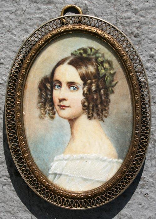 Appraisal: MINIATURE PORTRAIT PAINTING ON CELLULOID OF A YOUNG WOMAN ''