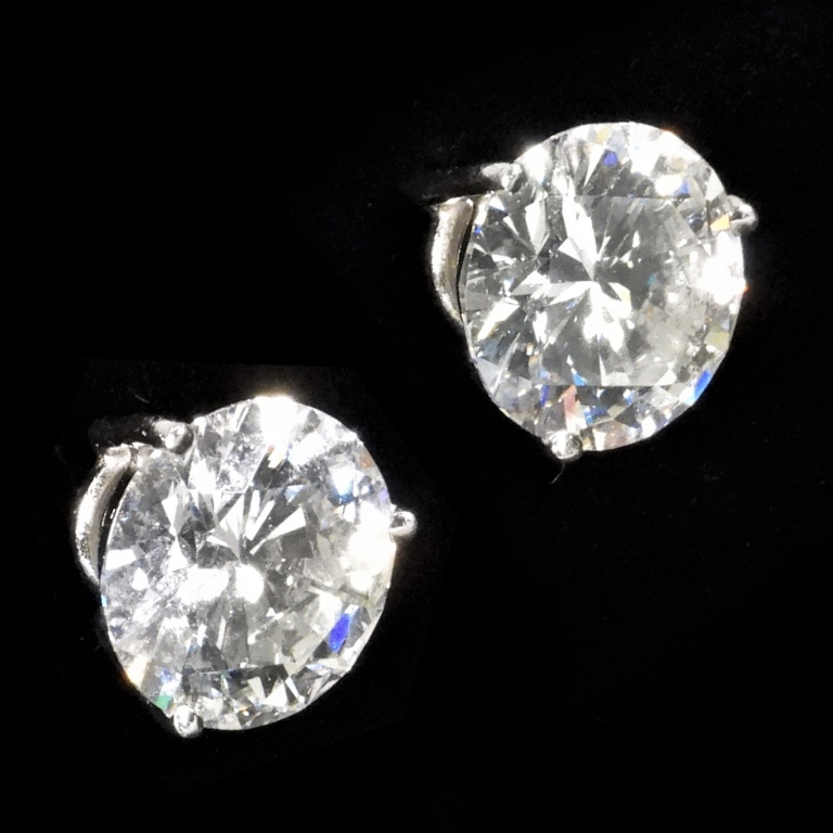 Appraisal: CT PLATINUM K GOLD DIAMOND STUD EARRINGS One pair brilliant