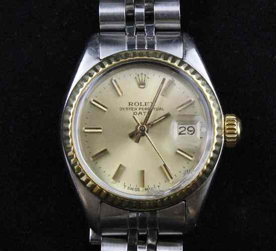 Appraisal: A lady's 's steel and gold Rolex Oyster Perpetual Date