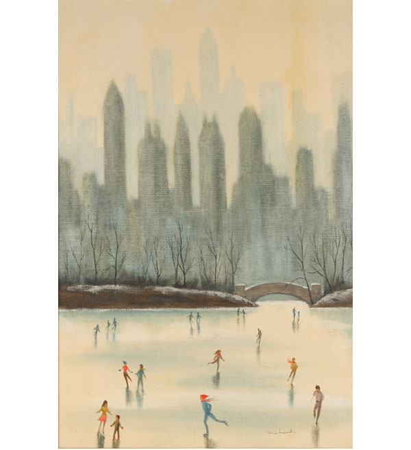 Appraisal: Richards American th century Ice skating in Central Park with