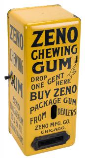 Appraisal: Zeno Mfg Co Cent Chewing Gum Vendor Chicago ca Yellow