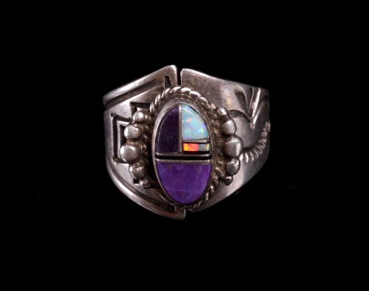 Appraisal: Hopi Loren Philips Sterling Silver Mosaic Ring For your consideration