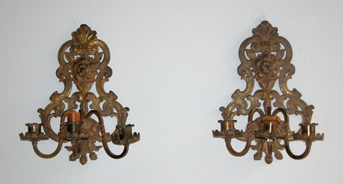 Appraisal: Artist Title Pair of gilt bronze candle wall sconces Rococo