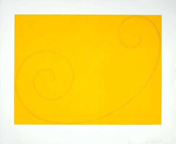 Appraisal: Robert Mangold American born Yellow Curled Figure Silkscreen printed on