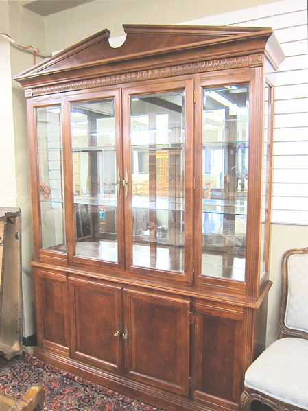 Appraisal: FEDERAL STYLE MAHOGANY FINISH CHINA CABINET in two sections -glass