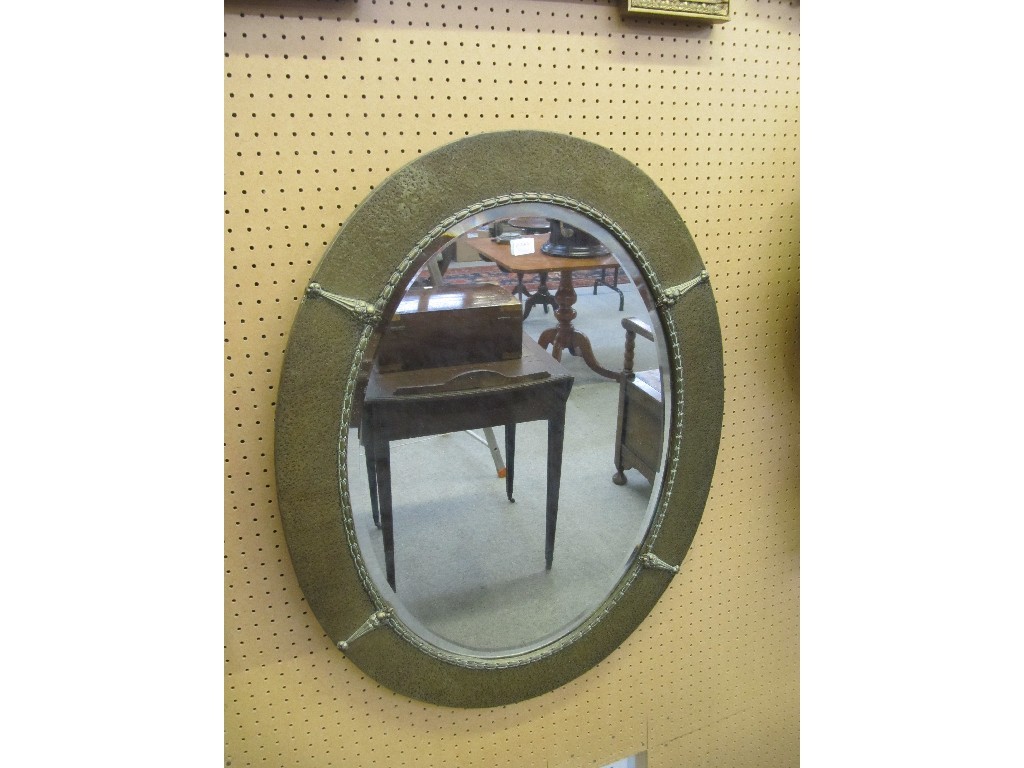 Appraisal: Brass framed oval wall mirror