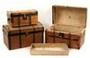 Appraisal: DOLL TRUNKS - Lot of three circa - paper covered