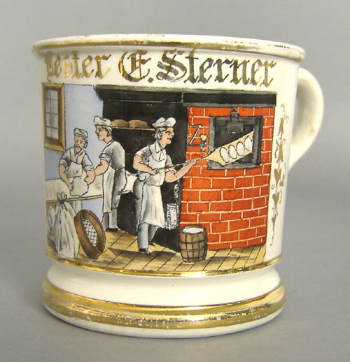 Appraisal: Occupational shaving mug with bakers h Provenance Collection of Richard