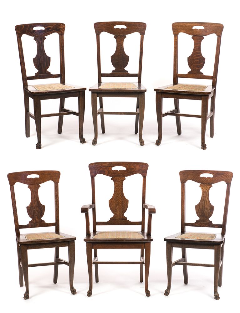 Appraisal: Set Of Quarter Sawn Oak Claw Footed Chairs Set Of