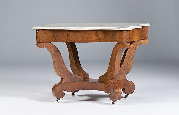 Appraisal: EMPIRE MARBLE-TOPPED CENTER TABLE American Empire or late Classical ca