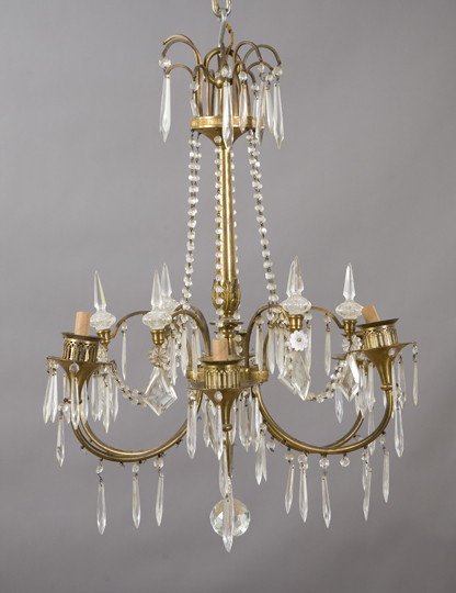 Appraisal: Northern European Gilded Brass Six-Light Chandelier second quarter th century