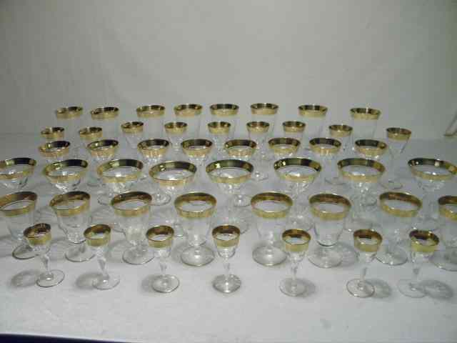 Appraisal: Tiffin ''Rambler Rose'' gilt edge crystal stemware set pieces total