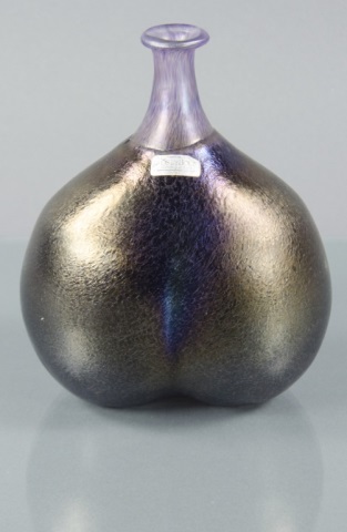 Appraisal: Swedish Bottle Vase by Kosta BodaIridescent purple bulbous body Designed