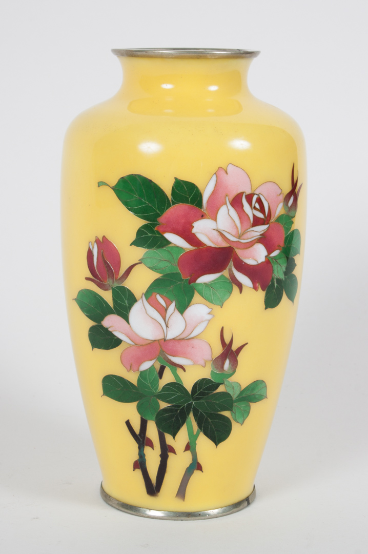 Appraisal: Japanese cloisonne enamel vase early th century yellow ground with