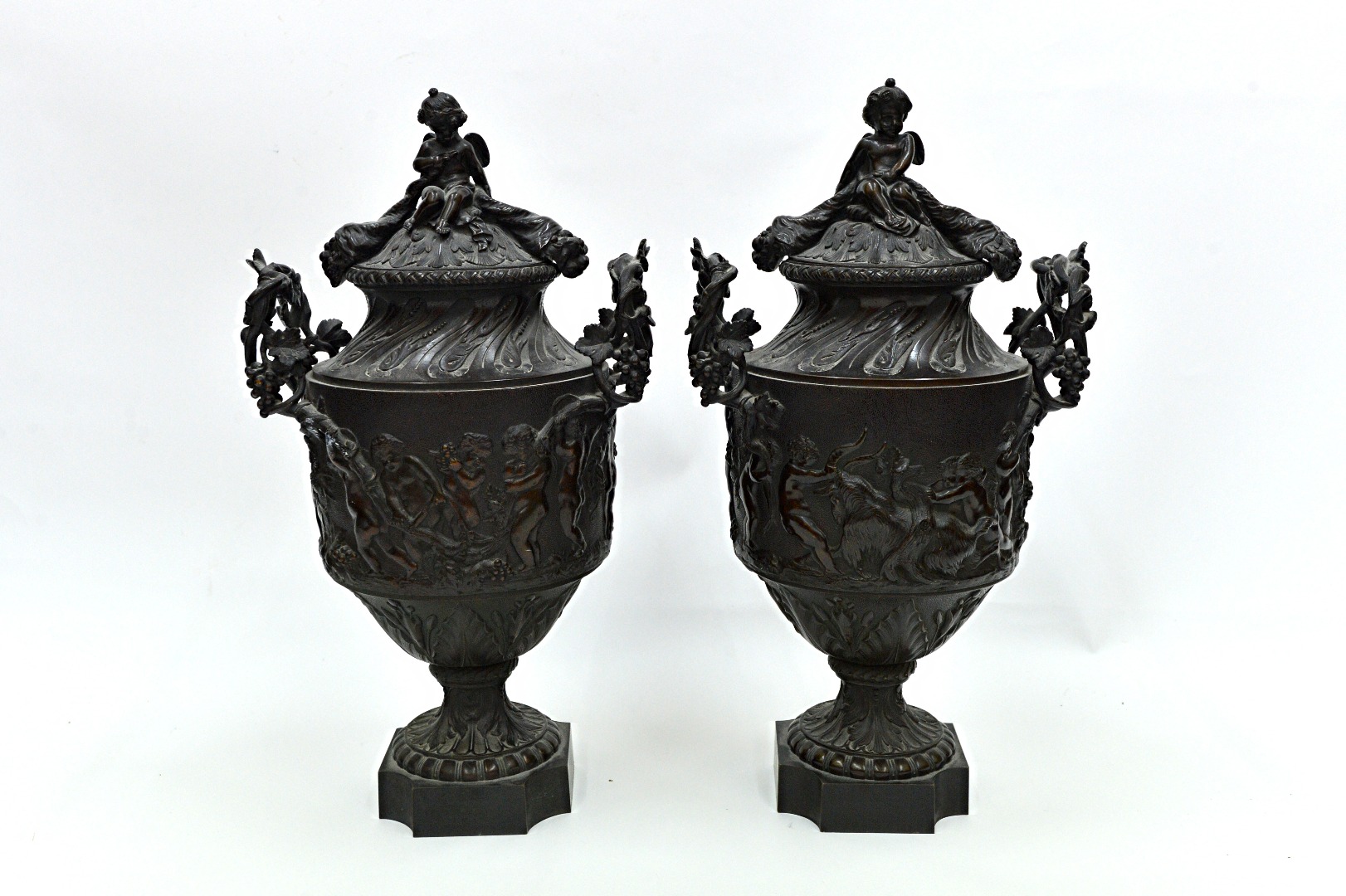 Appraisal: A pair of Italian bronze vases and covers th century