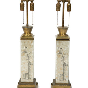 Appraisal: A Pair of French Eglomise Table Lamps in the Manner