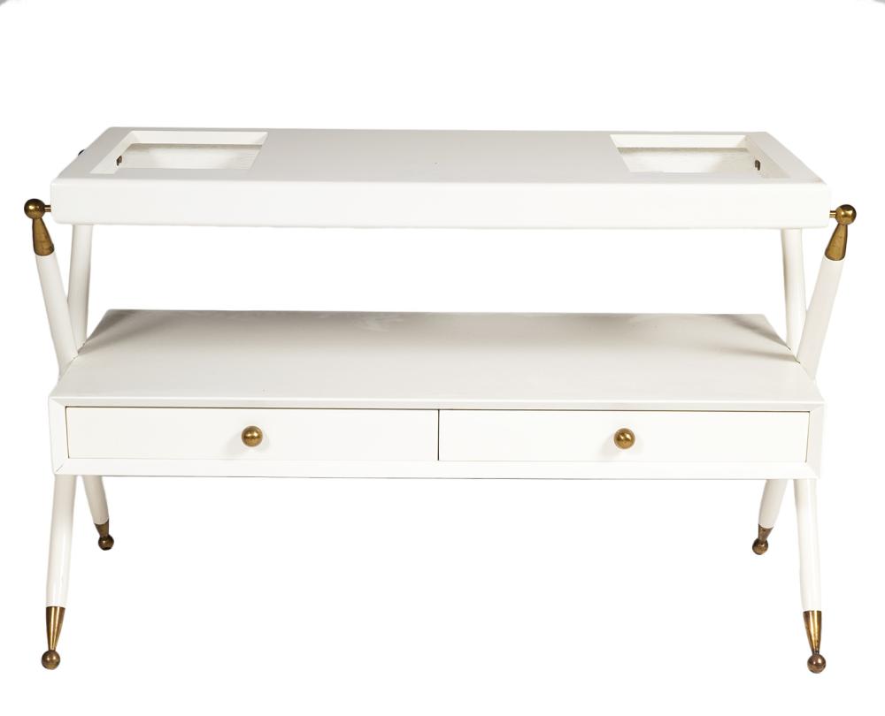 Appraisal: VINTAGE GIO PONTI STYLE TIER WHITE LACQUER TABLEVintage Gio Ponti