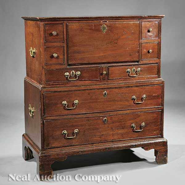 Appraisal: A Georgian Mahogany Secretary th c upper case with fall