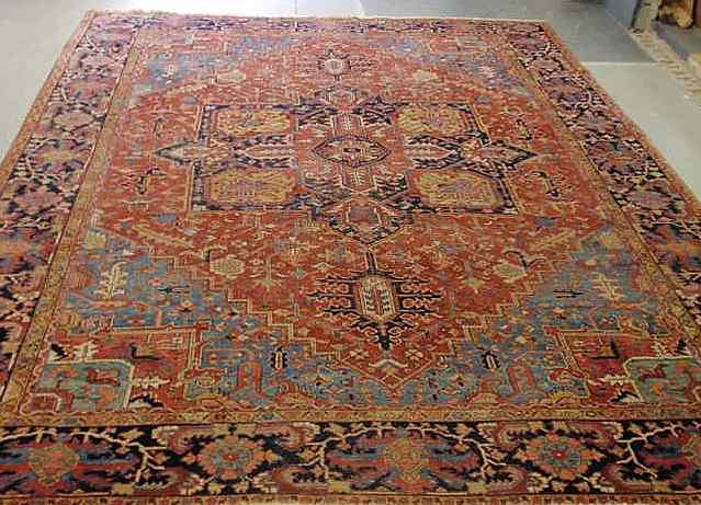 Appraisal: Palace size Heriz oriental carpet with geometric patterns ' x