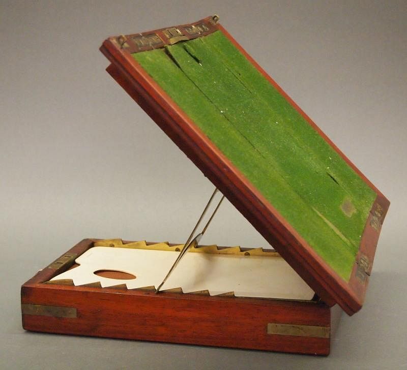 Appraisal: English Portable Artist's Box A circa English Brass-mounted Mahogany Portable