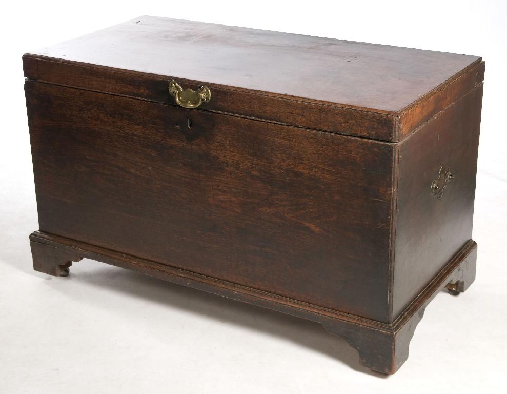 Appraisal: EARLY th CENTURY TEAK CAPTAIN'S OR TRAVELLING CHEST of plain