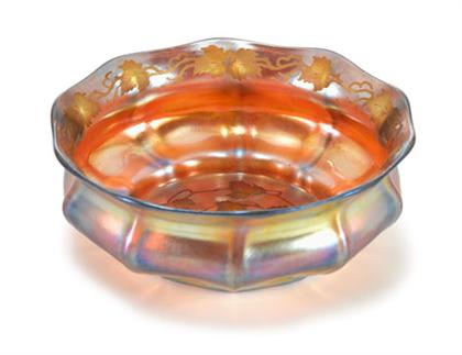 Appraisal: Tiffany intaglio favrile glass bowl early th century The low