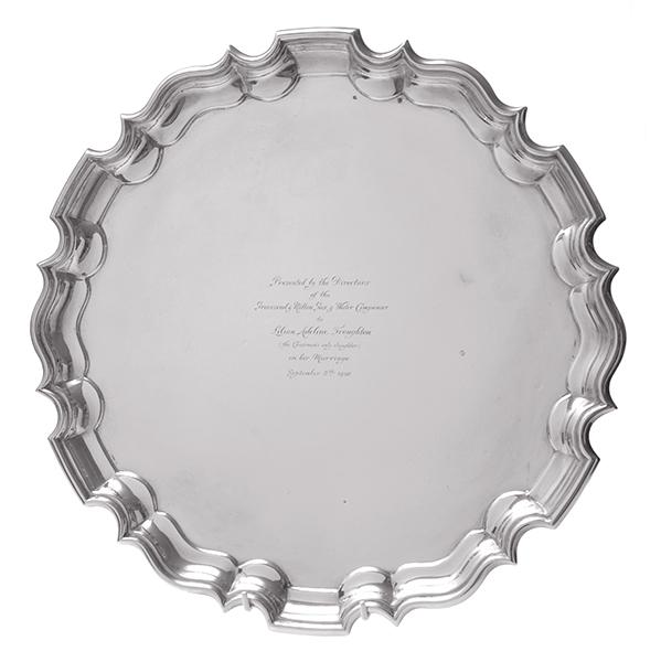 Appraisal: A STERLING SILVER PRESENTATION SALVER LAMBERT CO LONDON CIRCA with