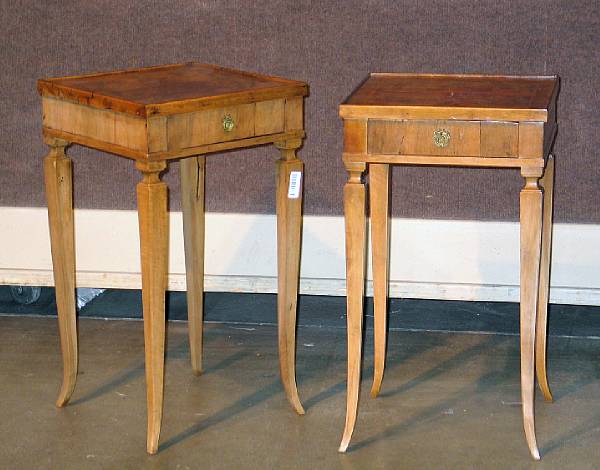 Appraisal: A pair of Neoclassical style walnut side tables mid th