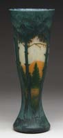 Appraisal: DAUM NANCY CAMEO VASE Colorful green and salmon pine forest