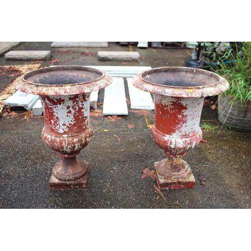 Appraisal: Large pair of antique French cast iron garden urns with