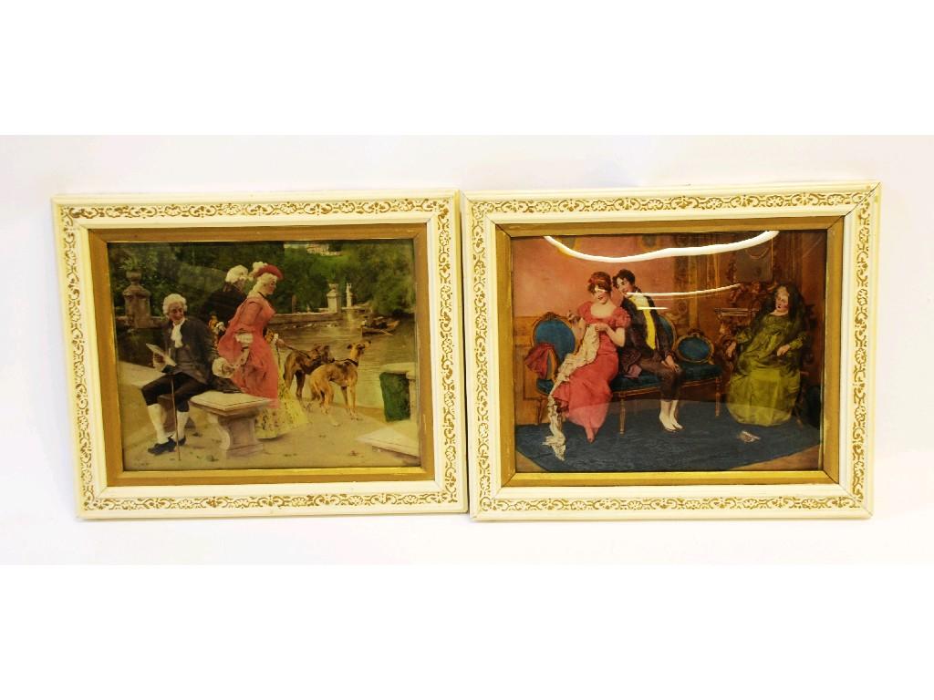 Appraisal: PAIR OF CRYSTOLEUMS depicting romantic genre scenes x cm x