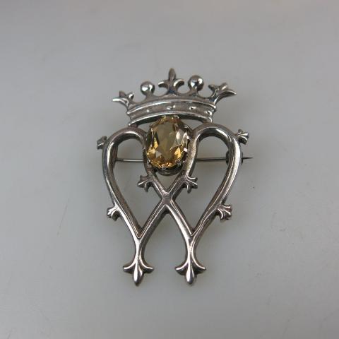 Appraisal: Scottish Silver Brooch set with an oval cut citrine Edinburgh