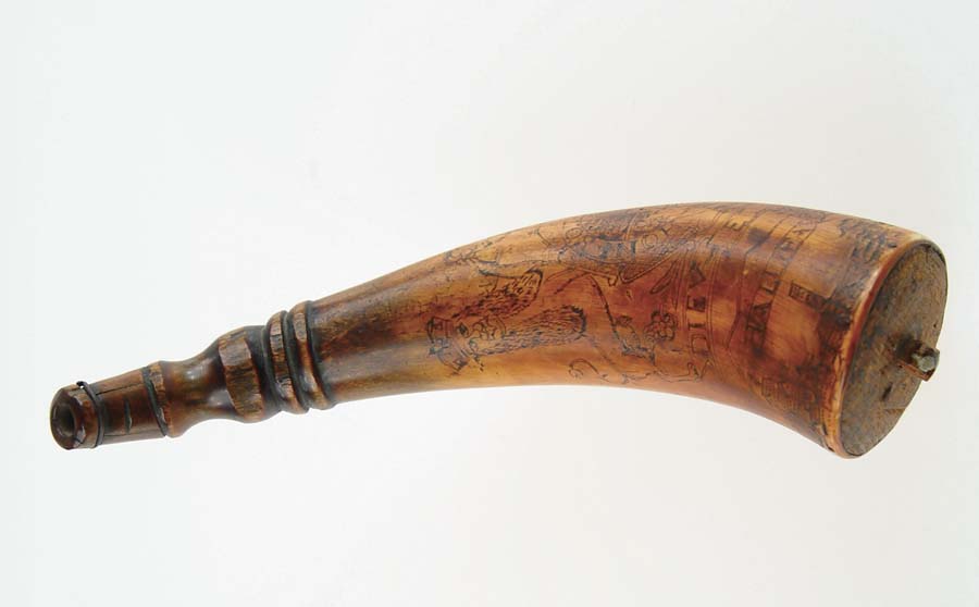 Appraisal: VERY EARLY BRITISH CANADIAN POWDER HORN Fine early scrimshaw horn