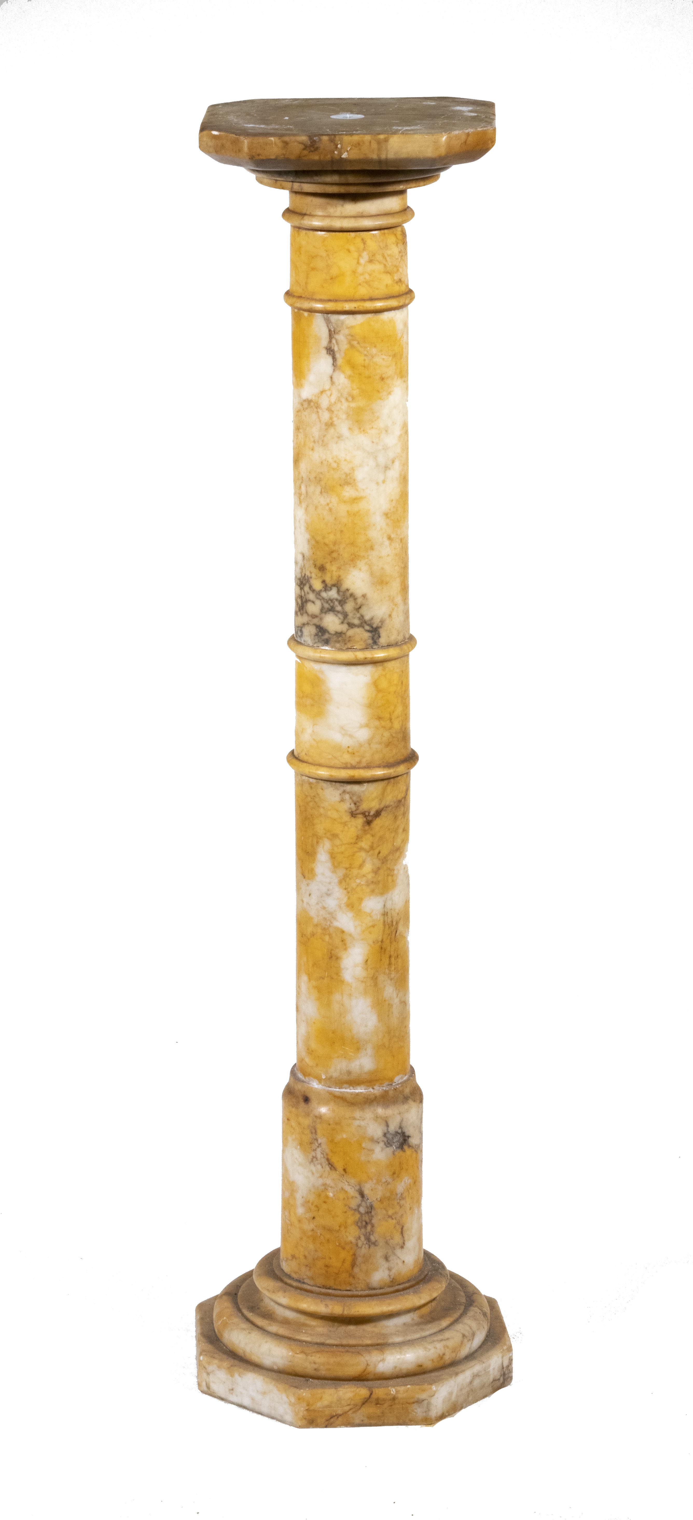 Appraisal: TH C MARBLE PEDESTAL Probably Italian in variegated butternut marble