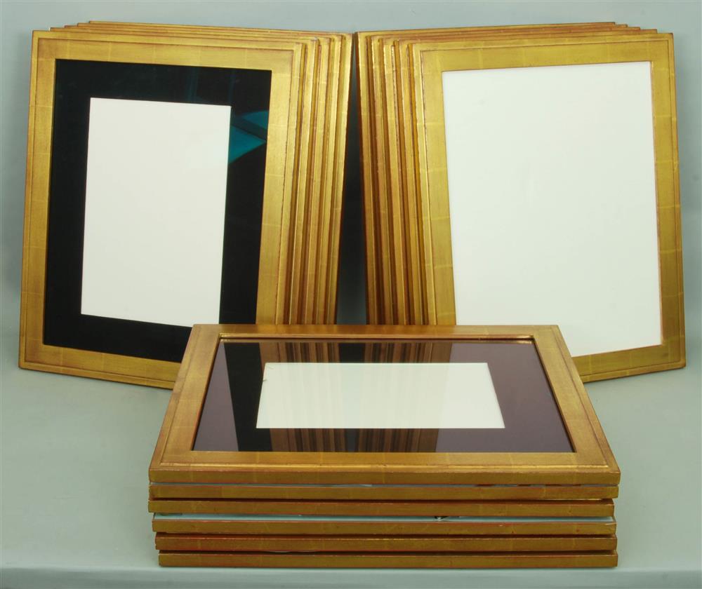 Appraisal: GROUP OF RECTANGULAR GILTWOOD FRAMES frames inset with black raw