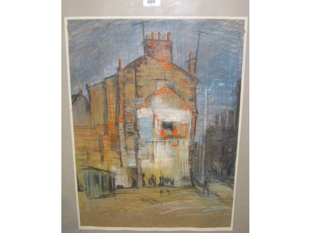 Appraisal: JAMES CLARK Oil pastel 'Old Gable Wallace Street' signed recto