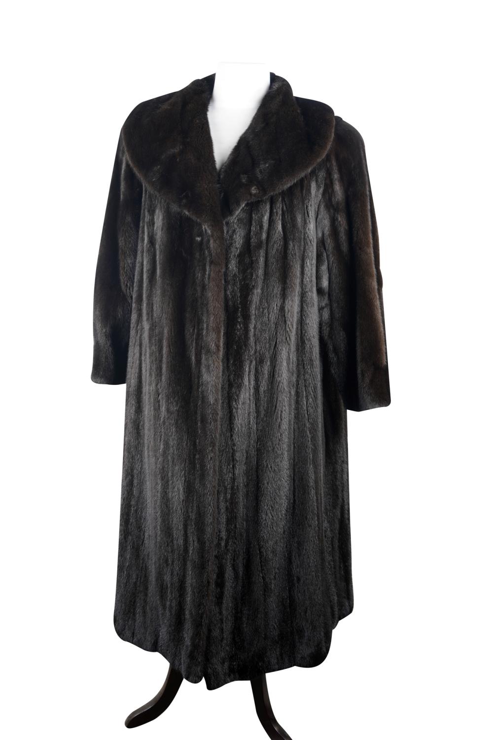 Appraisal: LONG BLACK FUR COATCondition good no tags inches long Condition