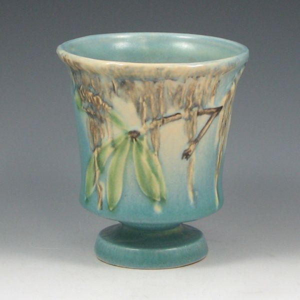 Appraisal: Roseville Moss vase in blue Marked Roseville - Mint tall