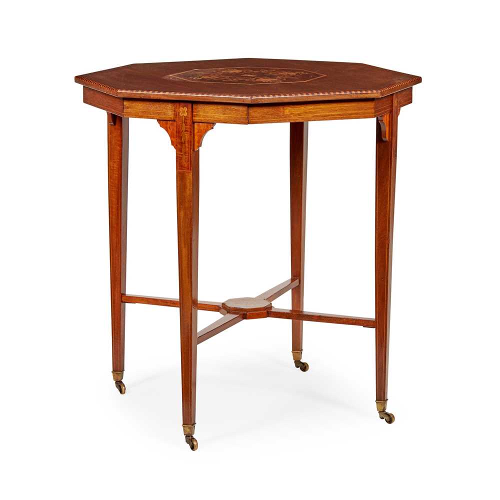 Appraisal: EDWARDIAN MAHOGANY AND MARQUETRY LAMP TABLE EARLY TH CENTURY the