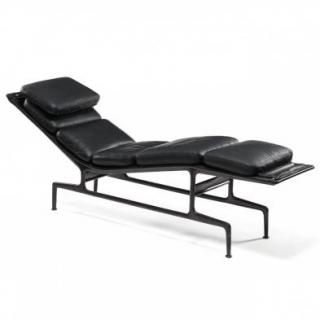 Appraisal: Charles Eames ES lacquered metal base black leather cushions labeled