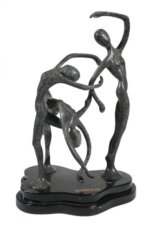 Appraisal: Three abstract bronze dancing figures by artist sculptor Oshra Michan