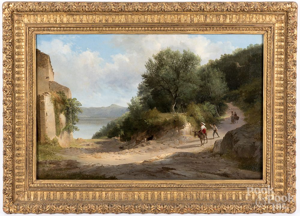 Appraisal: Continental oil on canvas landscape th c Continental oil on