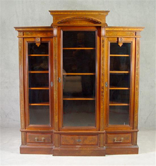 Appraisal: Victorian Bookcase Mid th Century Three sections with glass doors