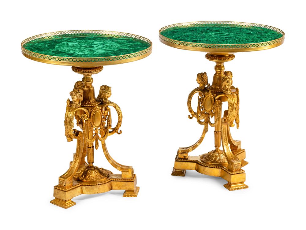 Appraisal: A Pair of Louis XVI Style Gilt Bronze and Malachite